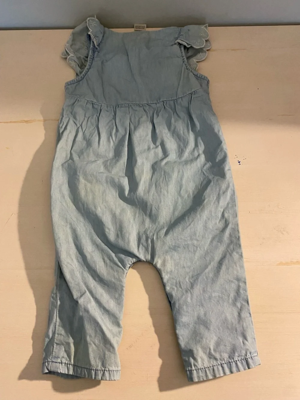 Oshkosh Bgosh Light Blue Ruffle Shoulder Kids Romper